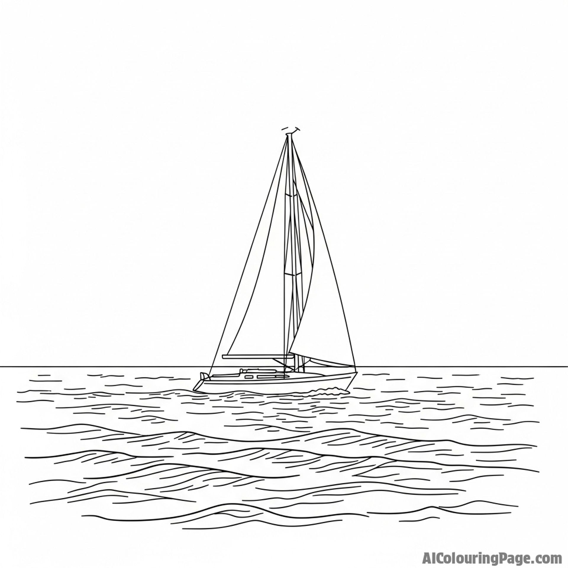 A solitary sailboat navigating a vast expanse of ocean.