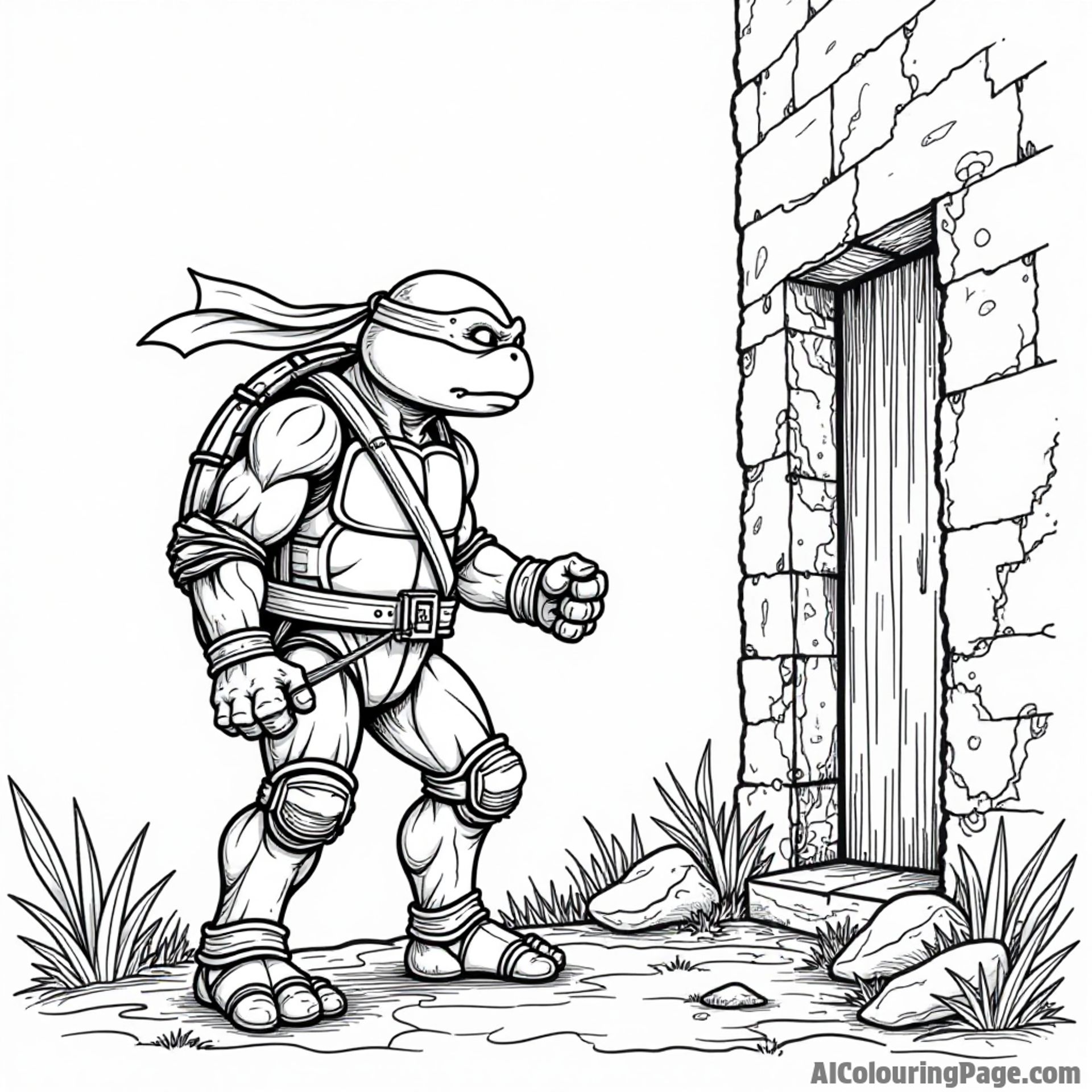 Ninja Turtle exploring an abandoned building