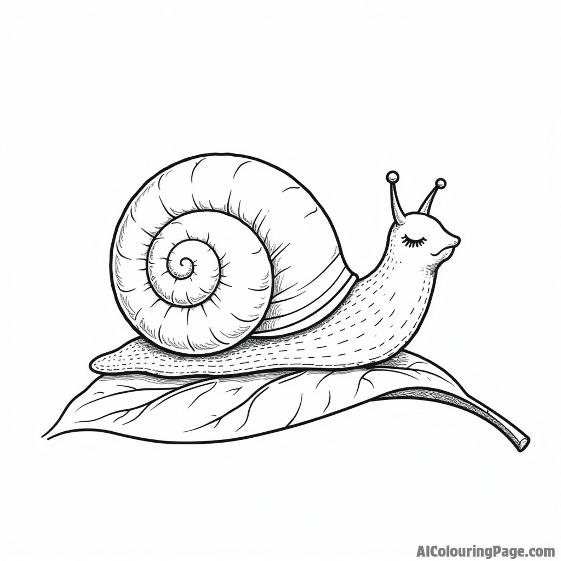 A sleepy snail on a leaf