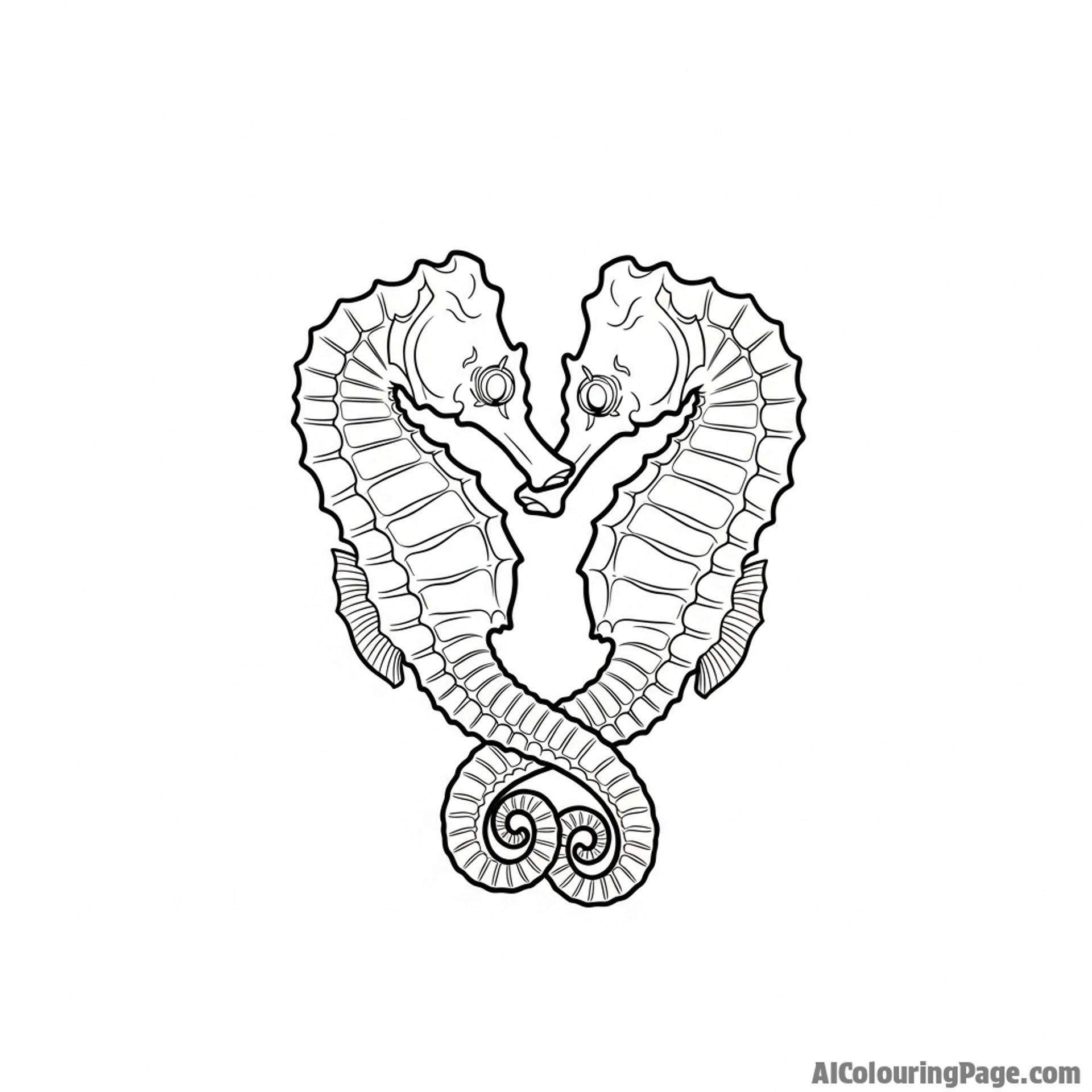 Seahorses intertwining tails.
