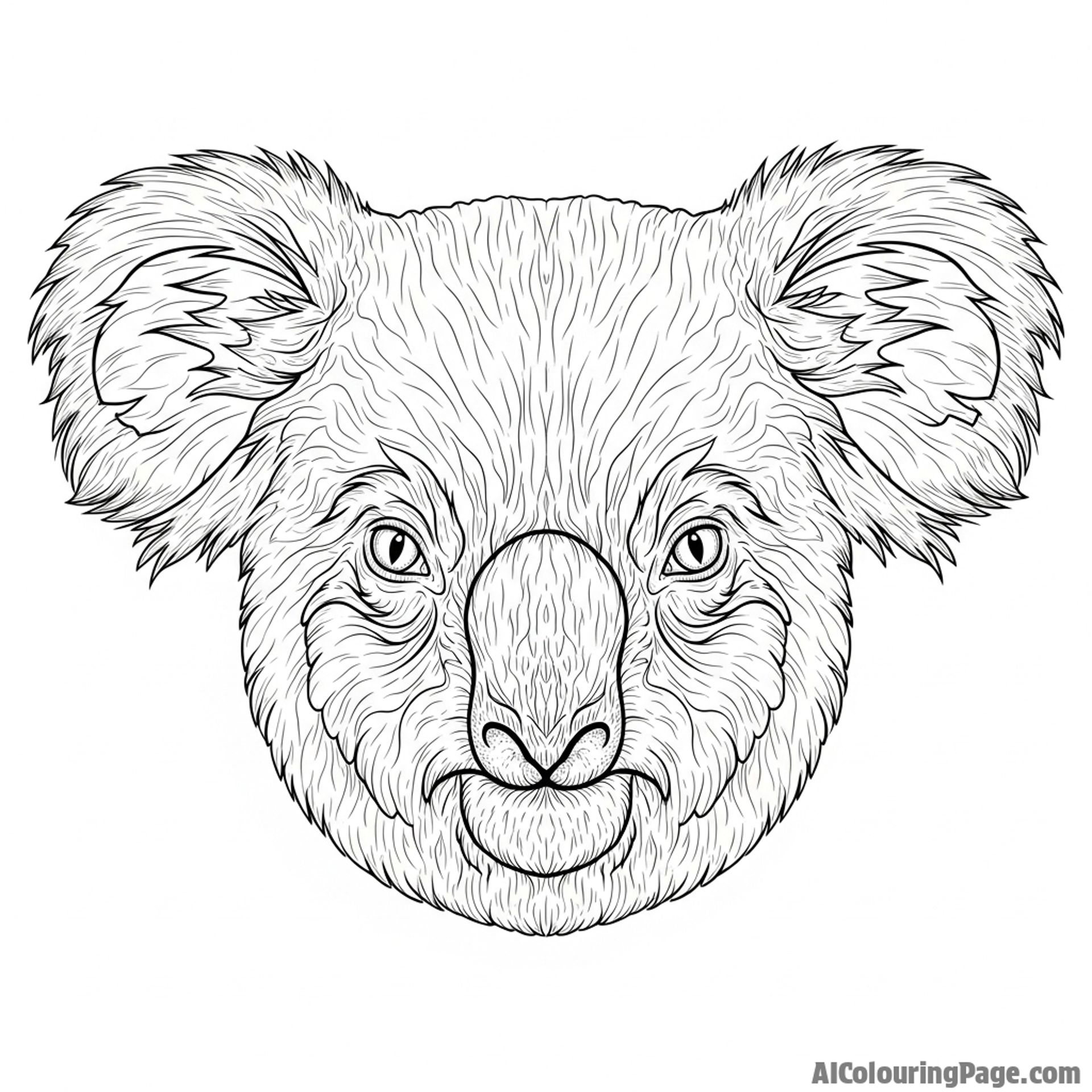 A hyper-detailed portrait of a very old koala, its face full of character.