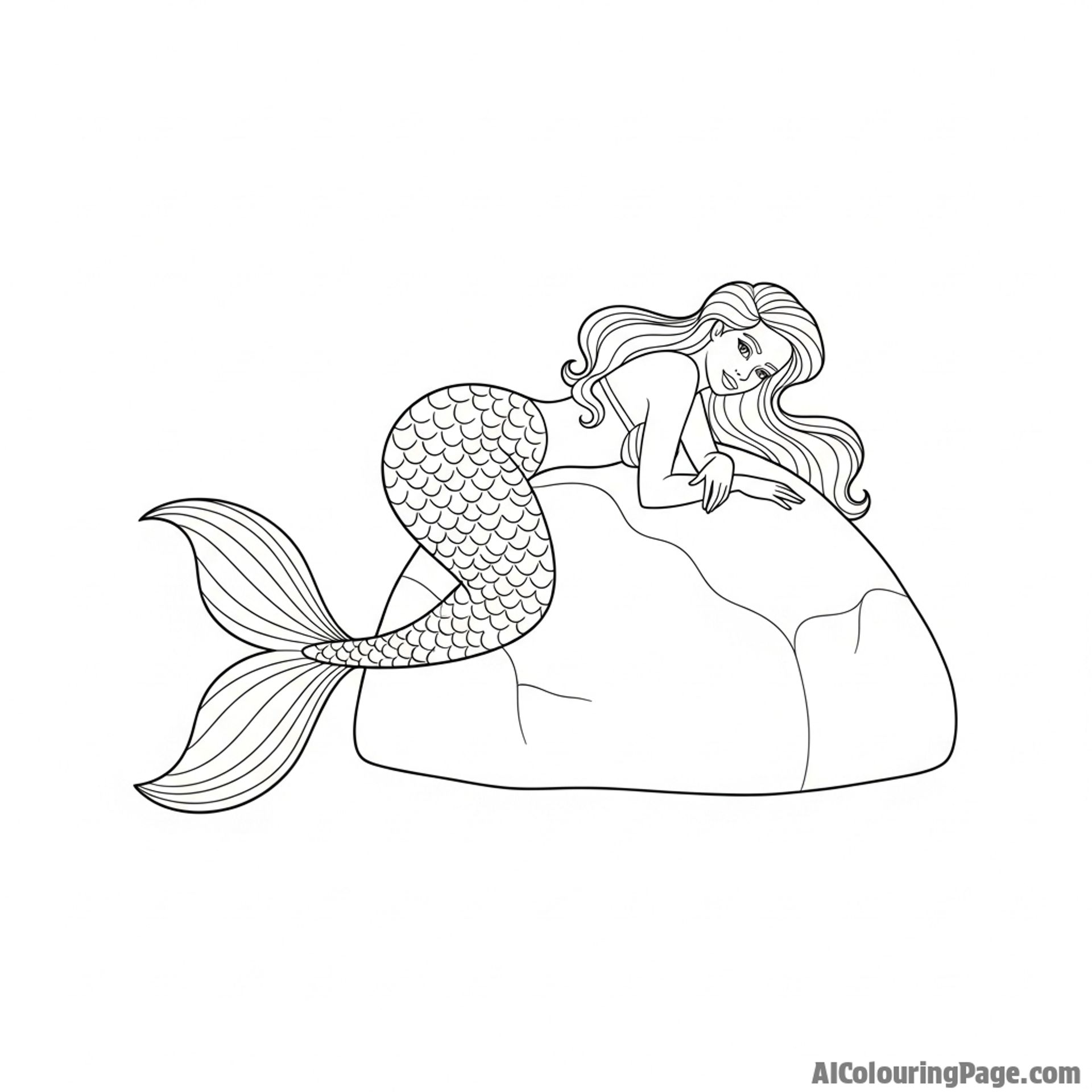 A mermaid resting on a rock