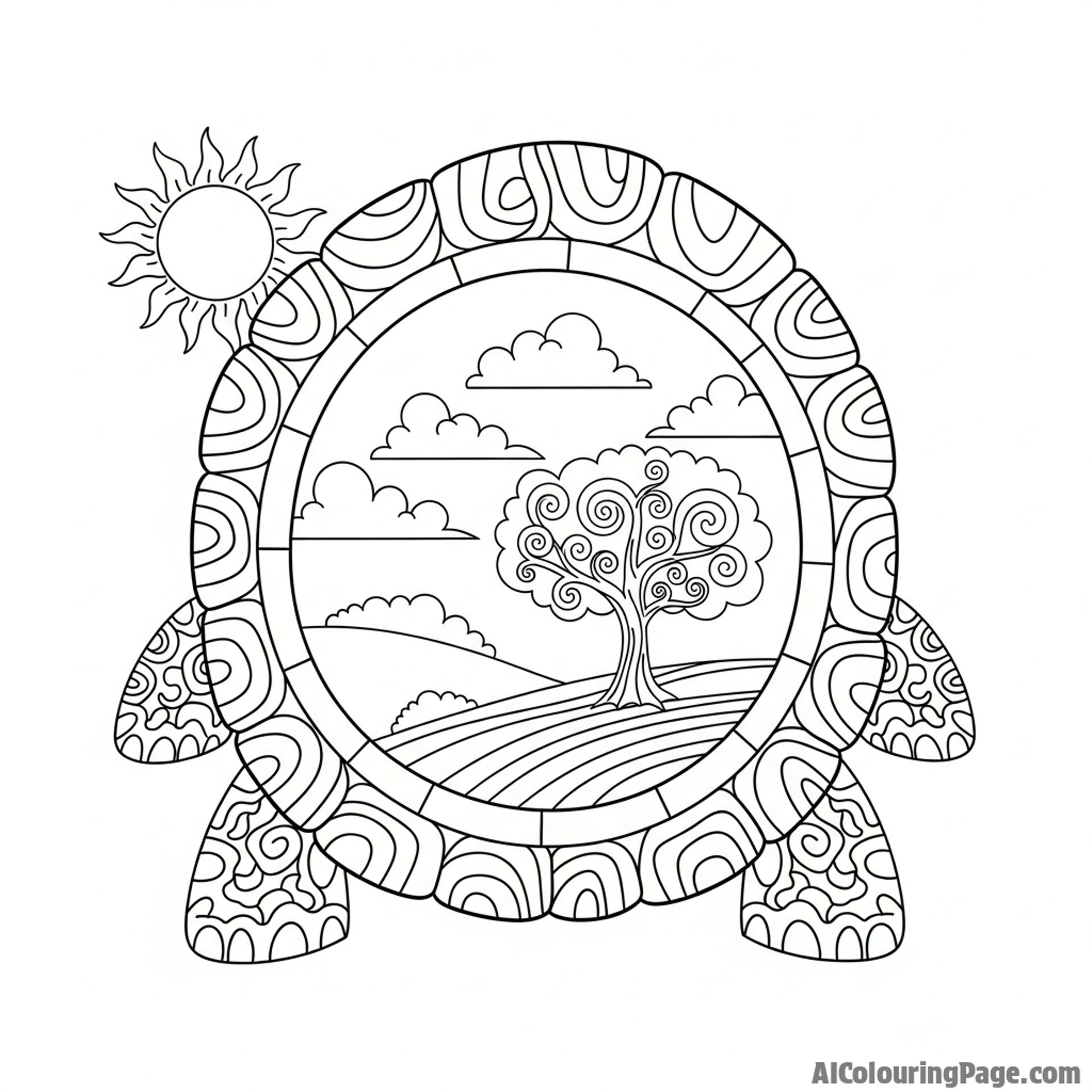 A view from inside a turtle's shell, looking out at the world.