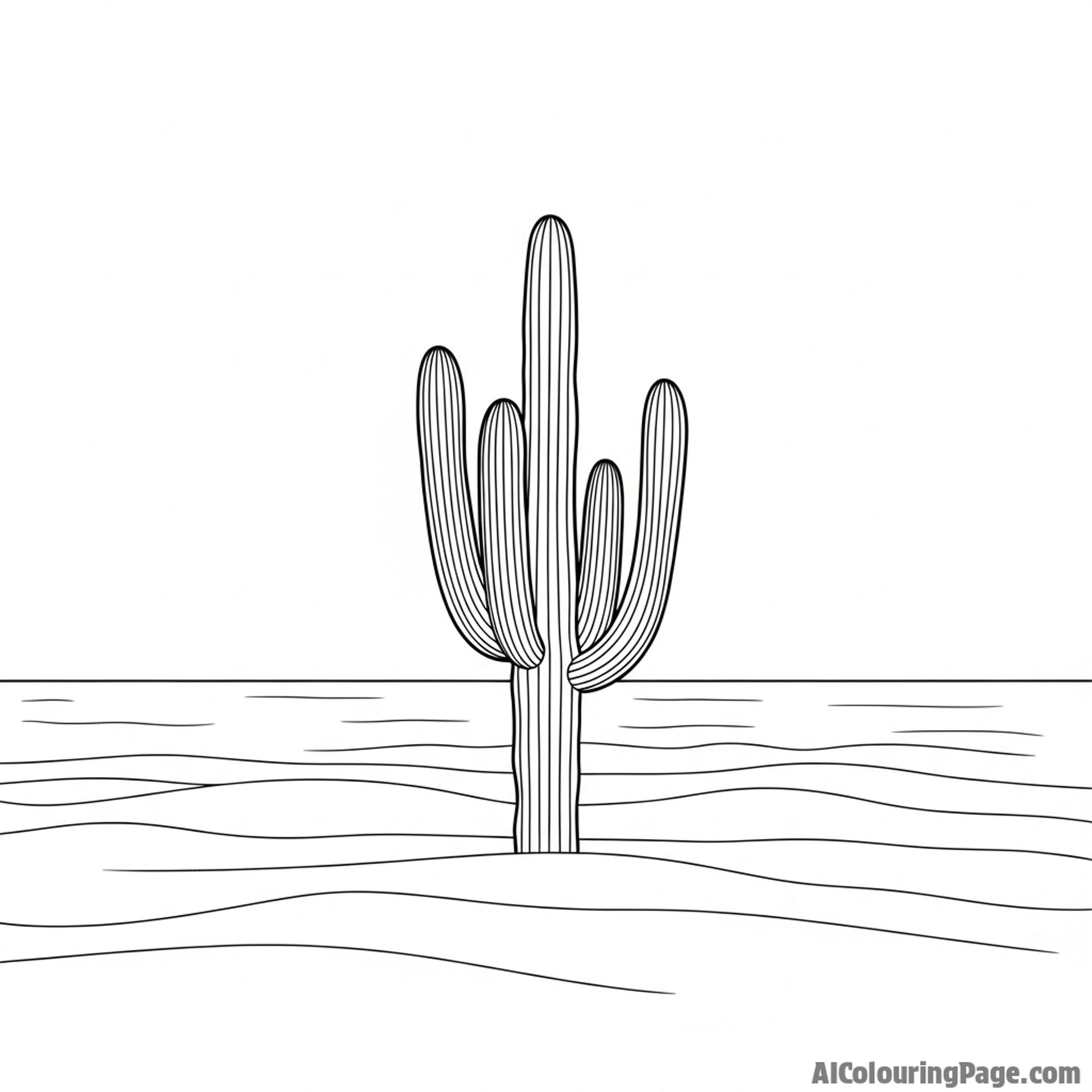 Lonely cactus silhouette against endless sands.