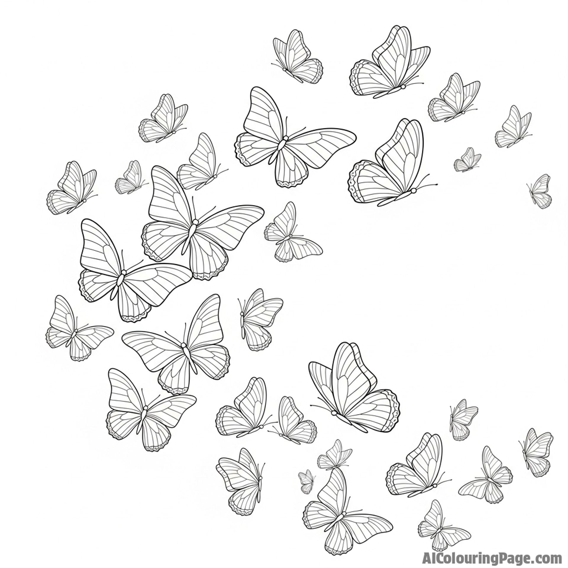 A swarm of butterflies flitting through the air, their wings creating a mesmerizing display.