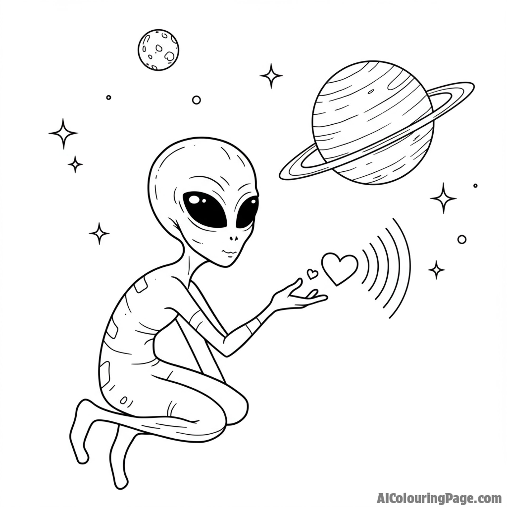 An alien sending a signal of love from a distant planet.