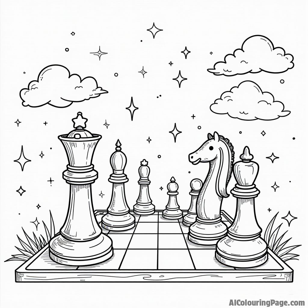 Free Chess Coloring Pages – free printable toys and games coloring pages
