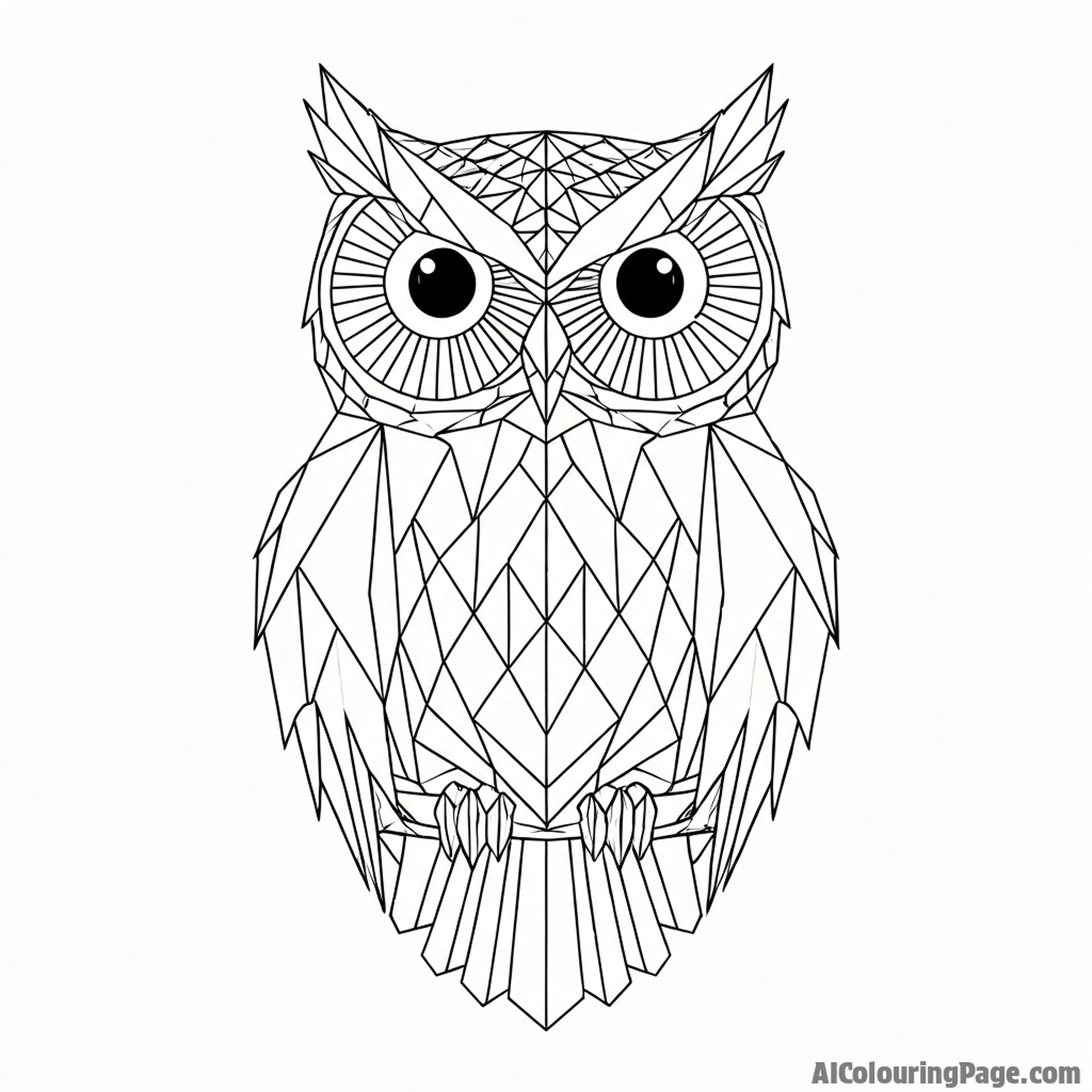 A minimalist owl drawing using geometric shapes.