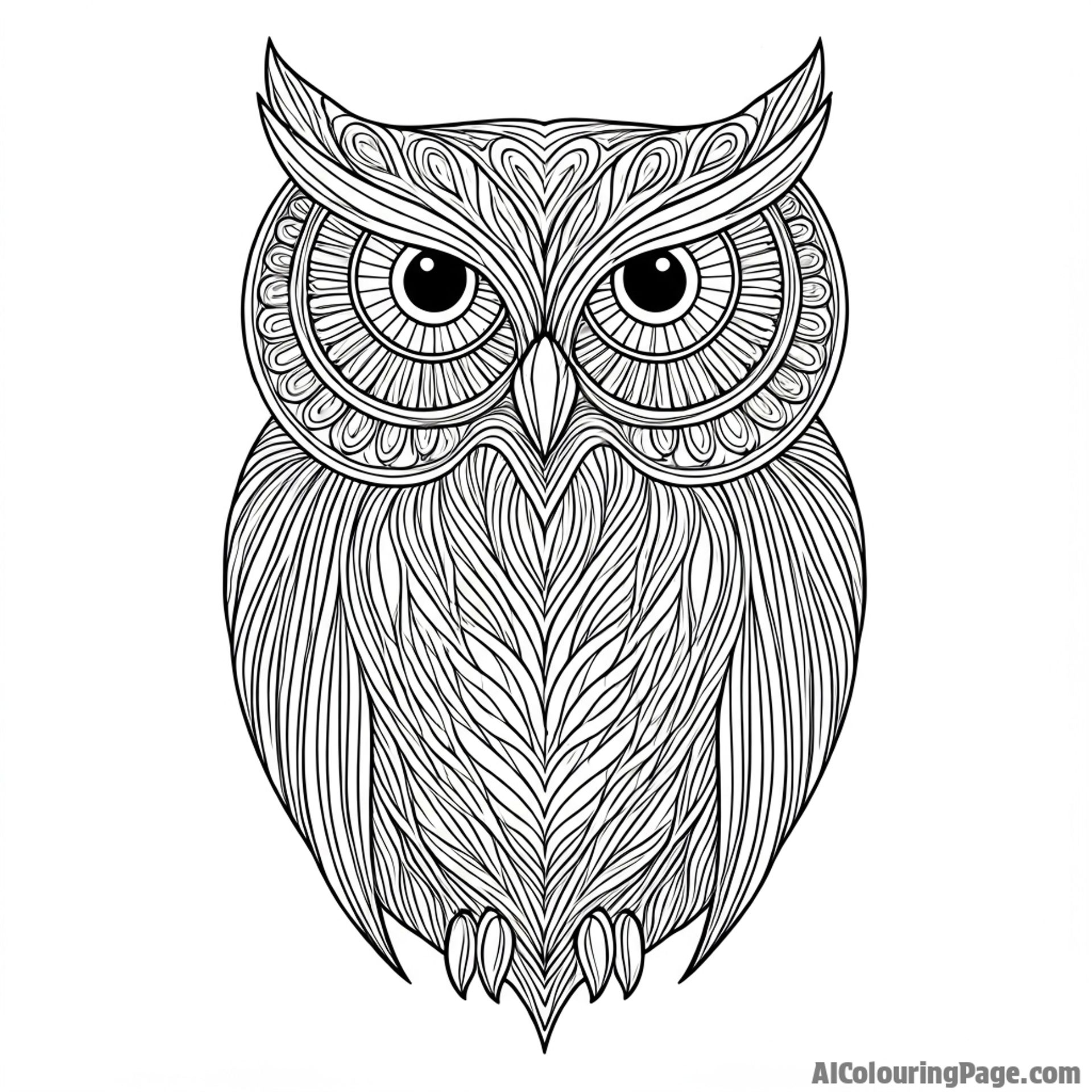 An abstract owl formed from flowing lines and patterns.
