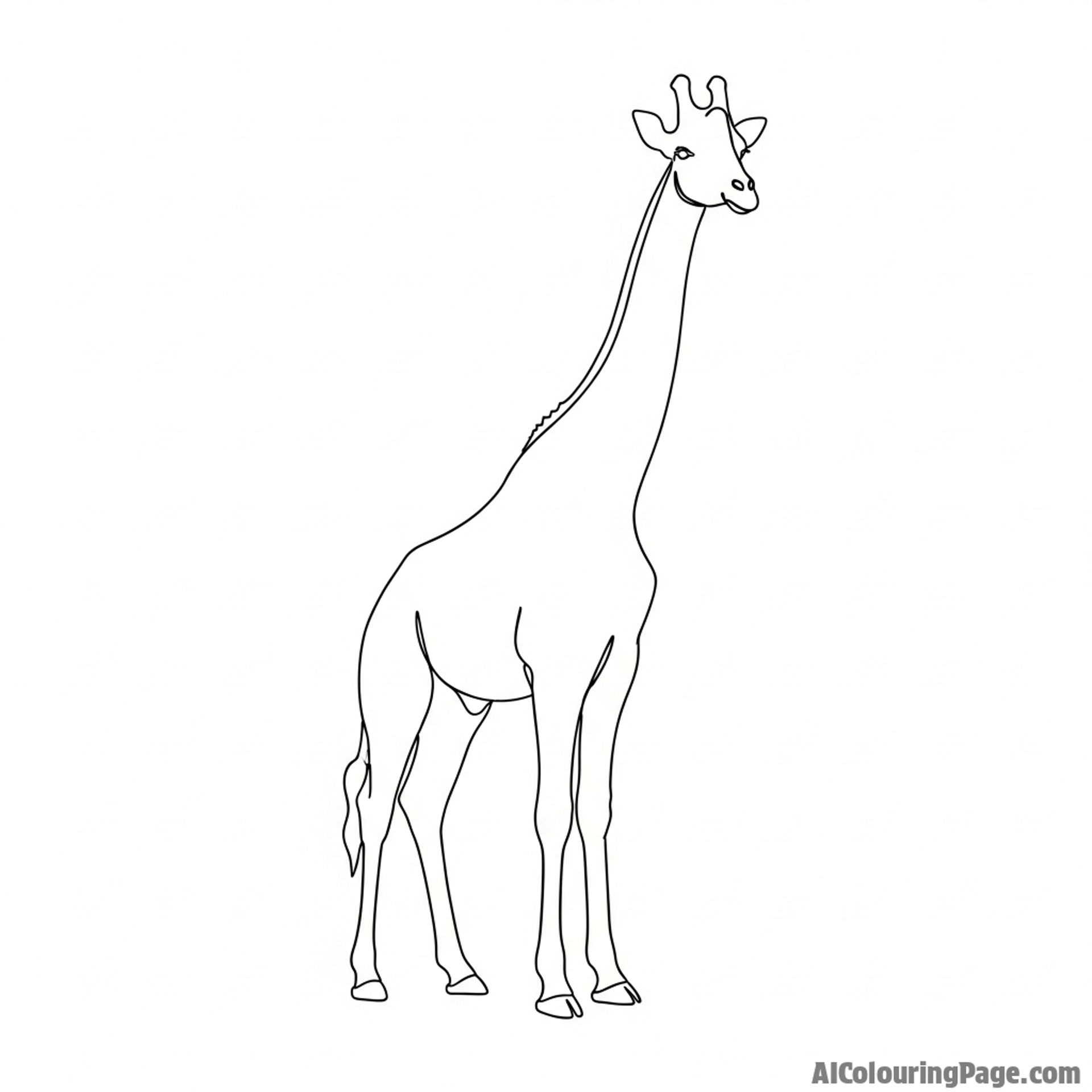 A minimalist, single-line drawing of a giraffe's iconic silhouette.
