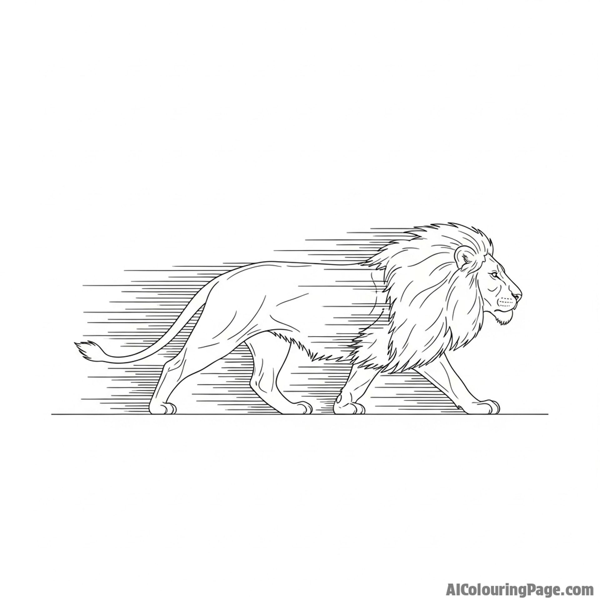 A time-lapse photograph showing the blurred motion of a lion patrolling its territory.