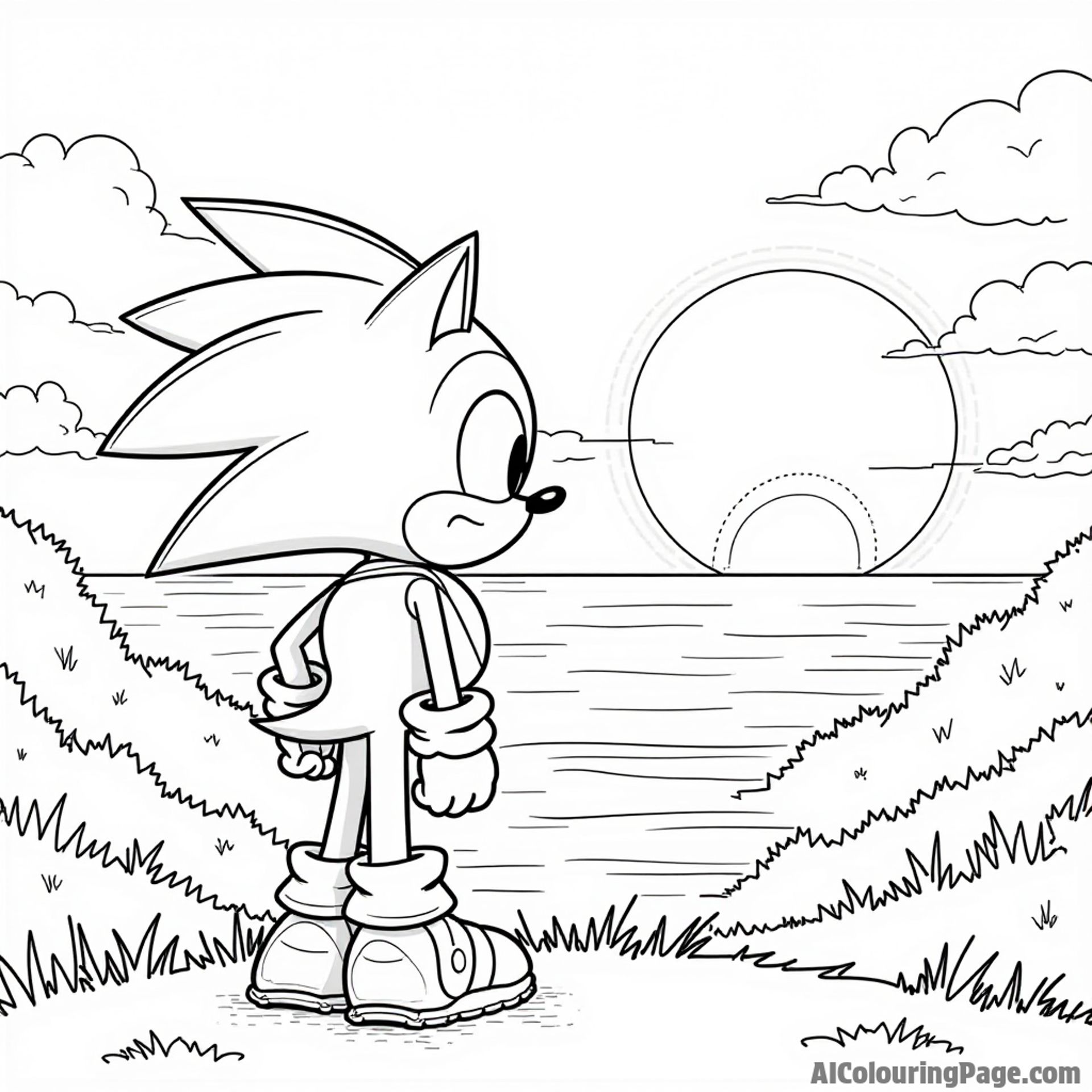 Sonic staring at a sunset