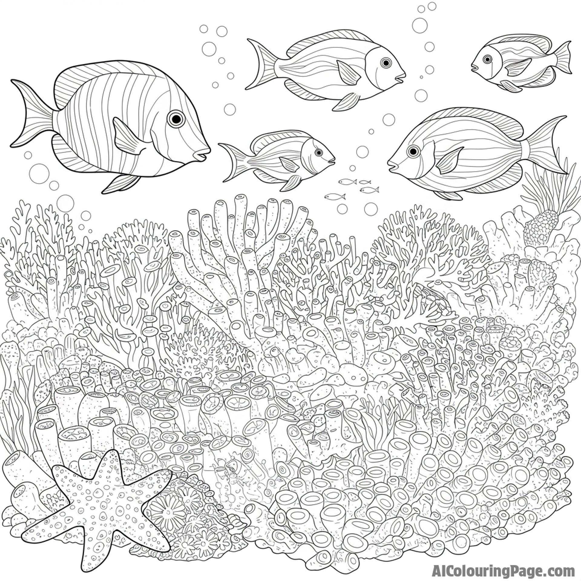 Diverse species coexisting in a vibrant coral reef.