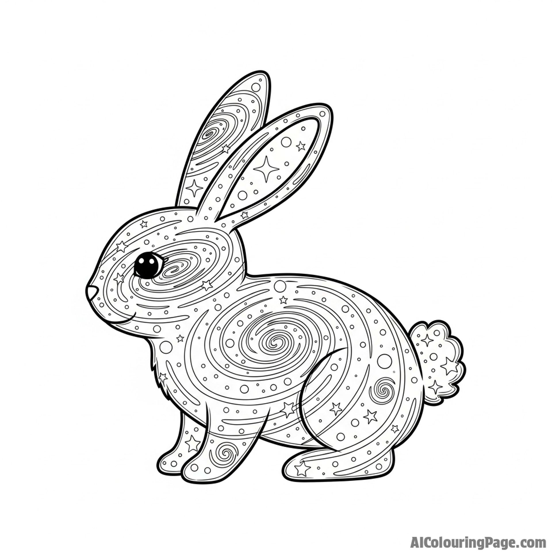 A celestial bunny formed from swirling stardust and distant galaxies.