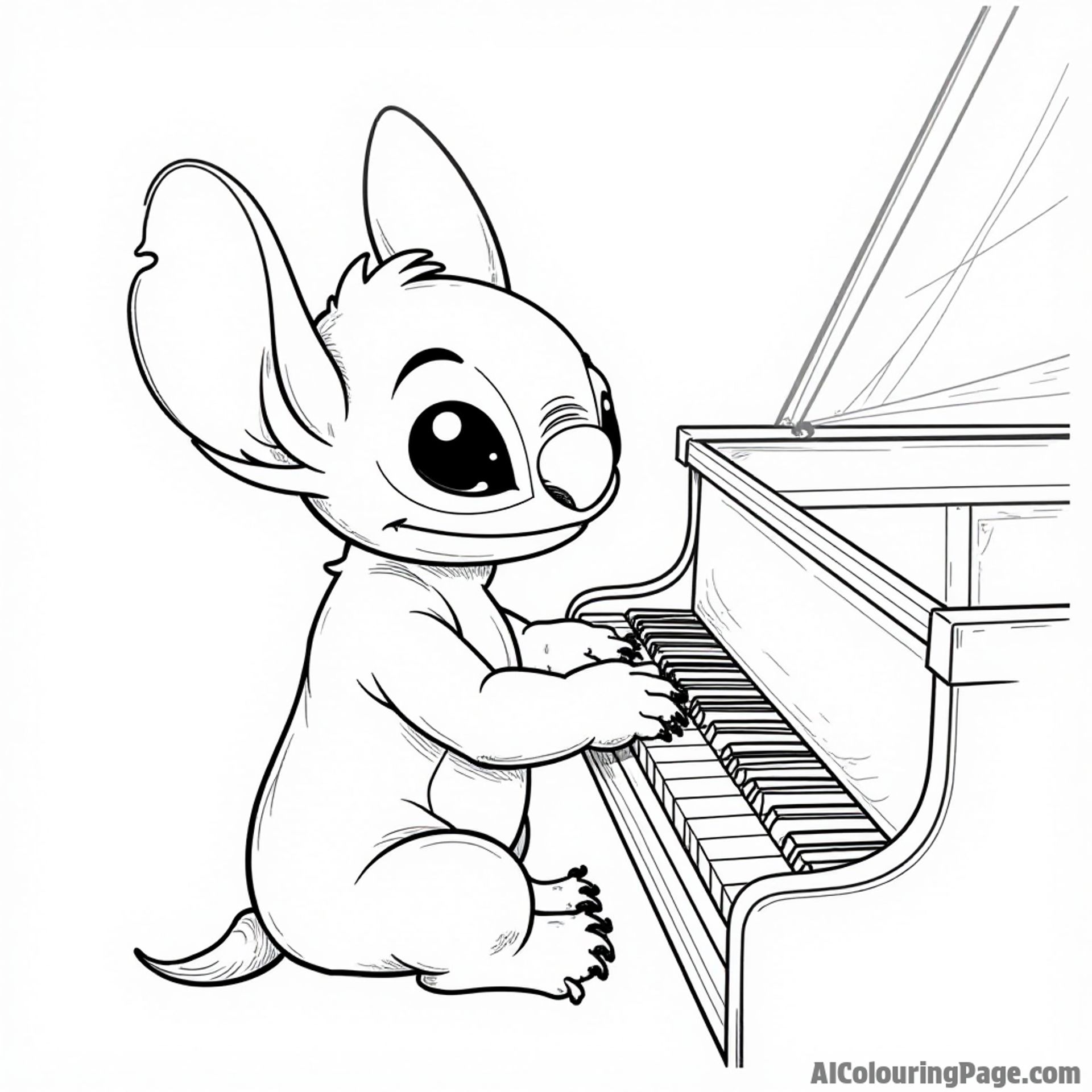 Stitch playing the piano