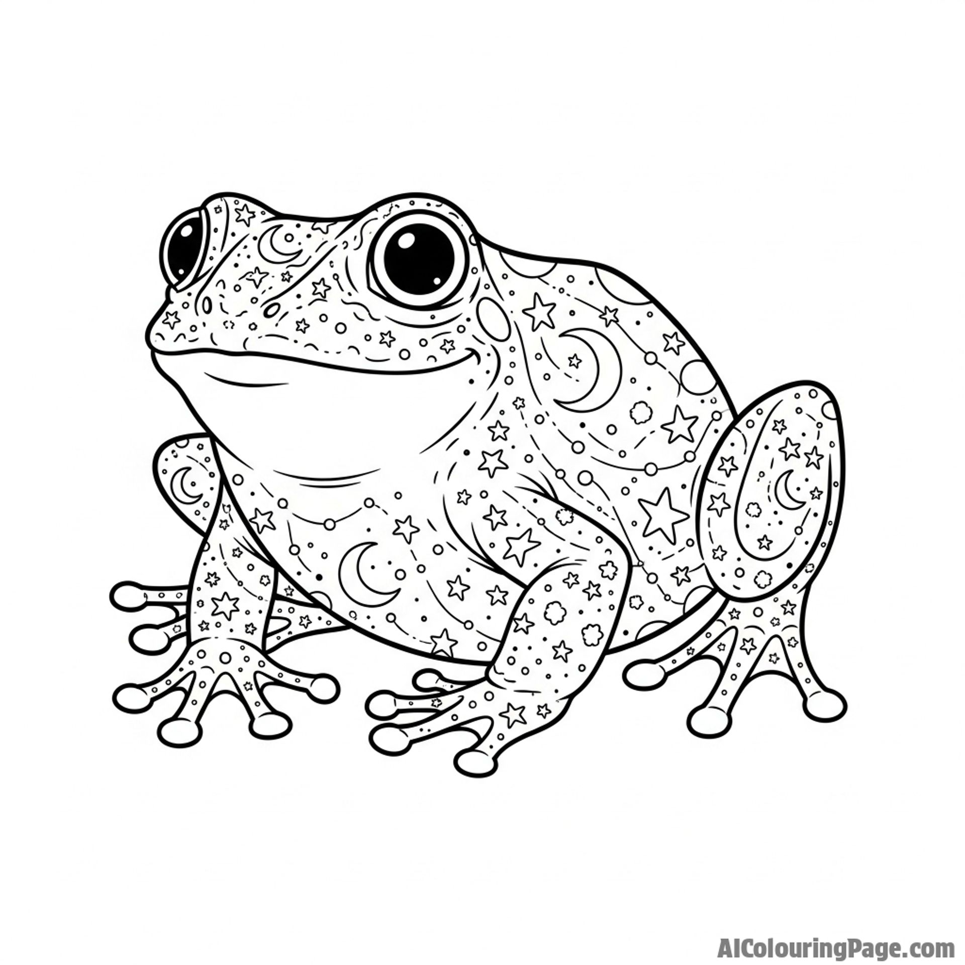 A celestial frog with a star-filled pattern on its back.