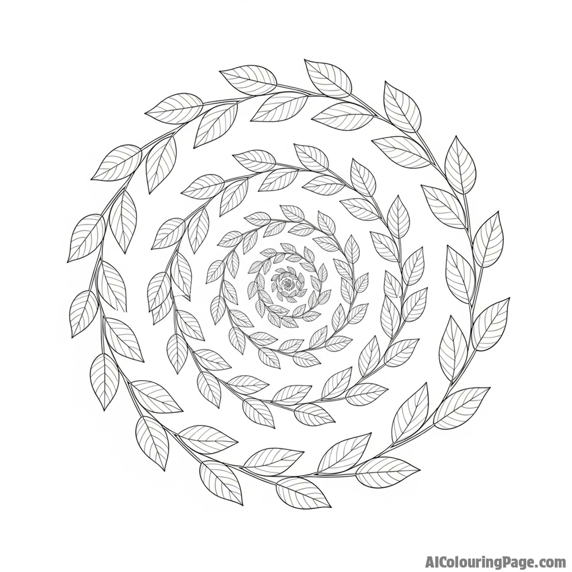 Leaves forming a spiral pattern on the ground, guided by the wind.