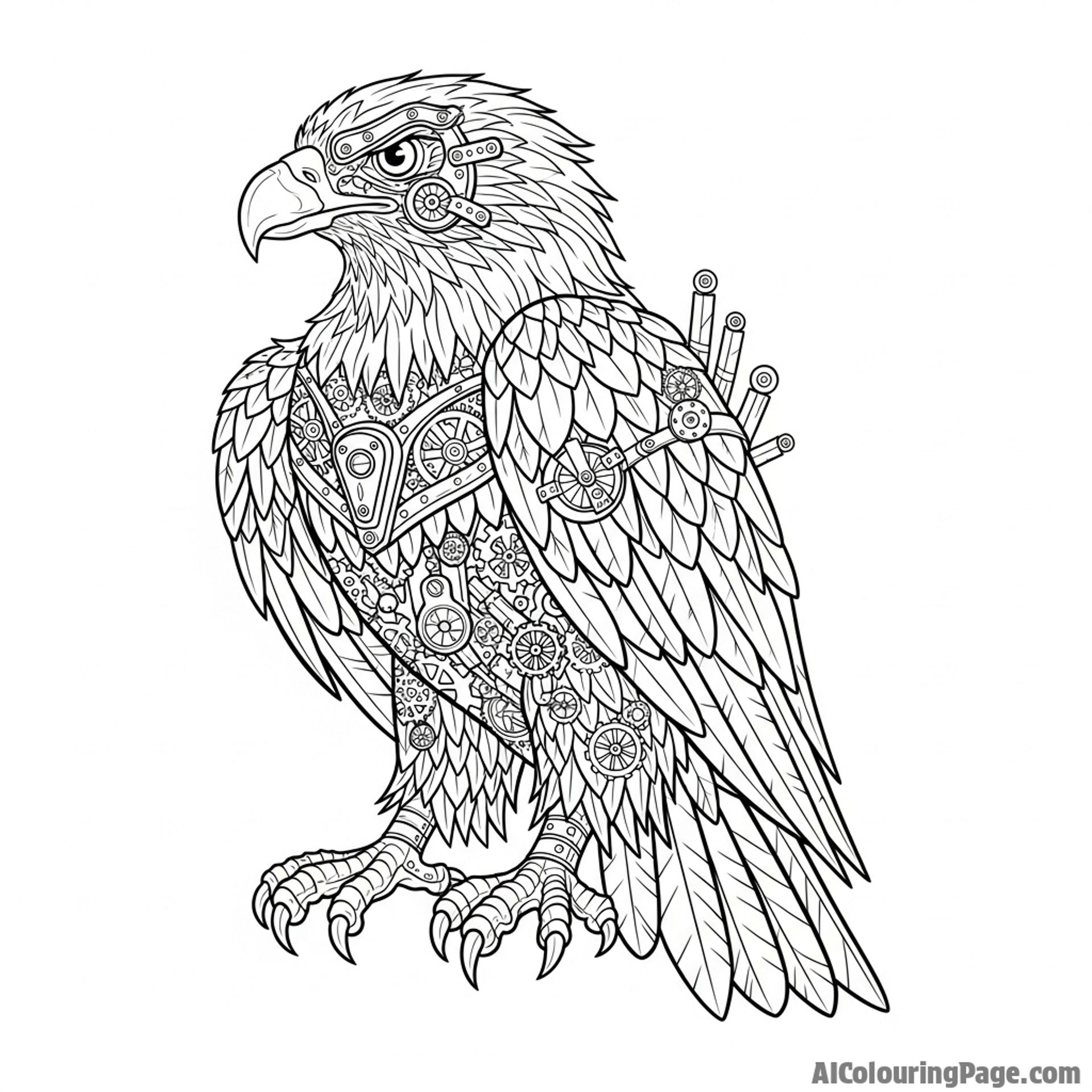 An eagle in steampunk style.