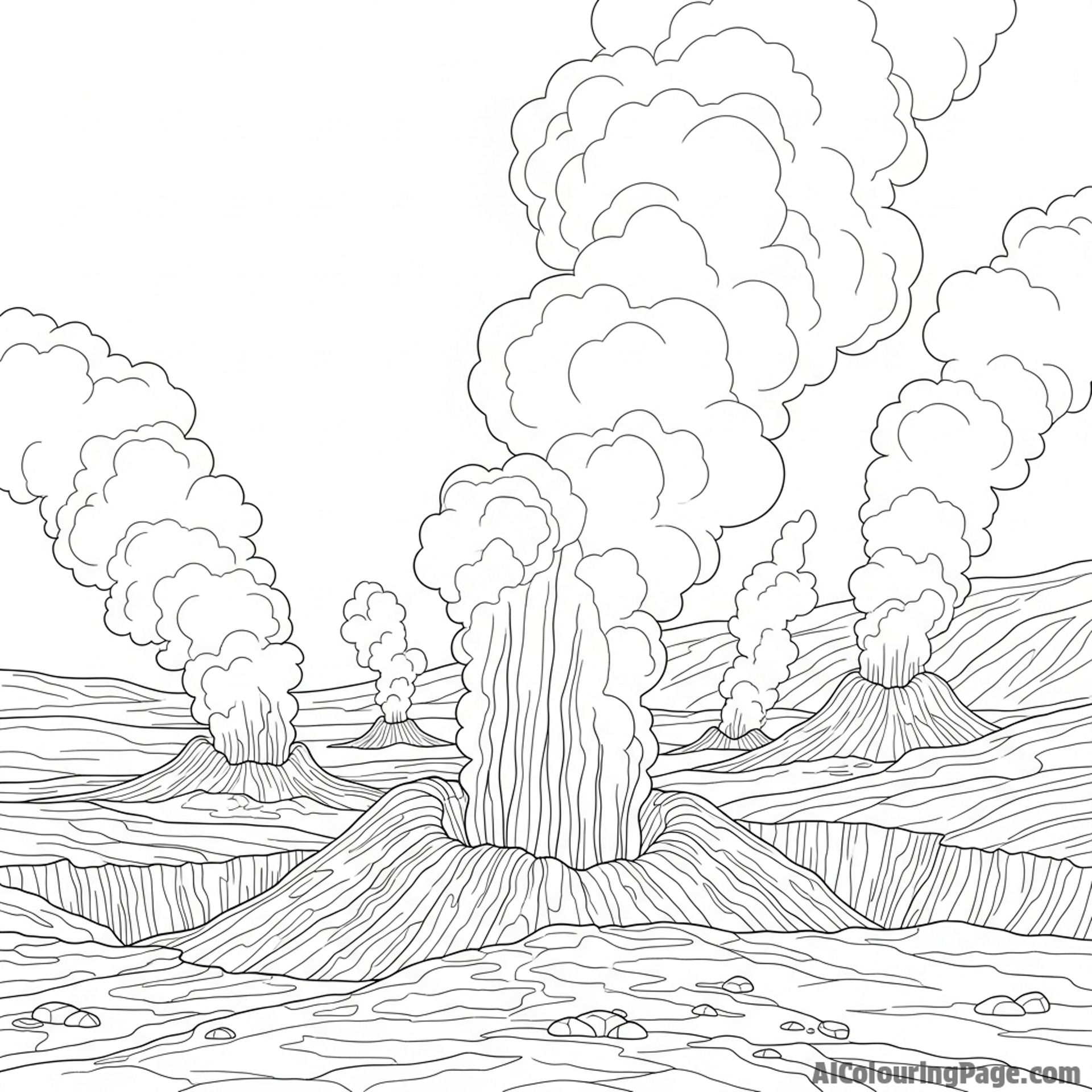 Steam rising from a volcanic vent in a geothermal area.
