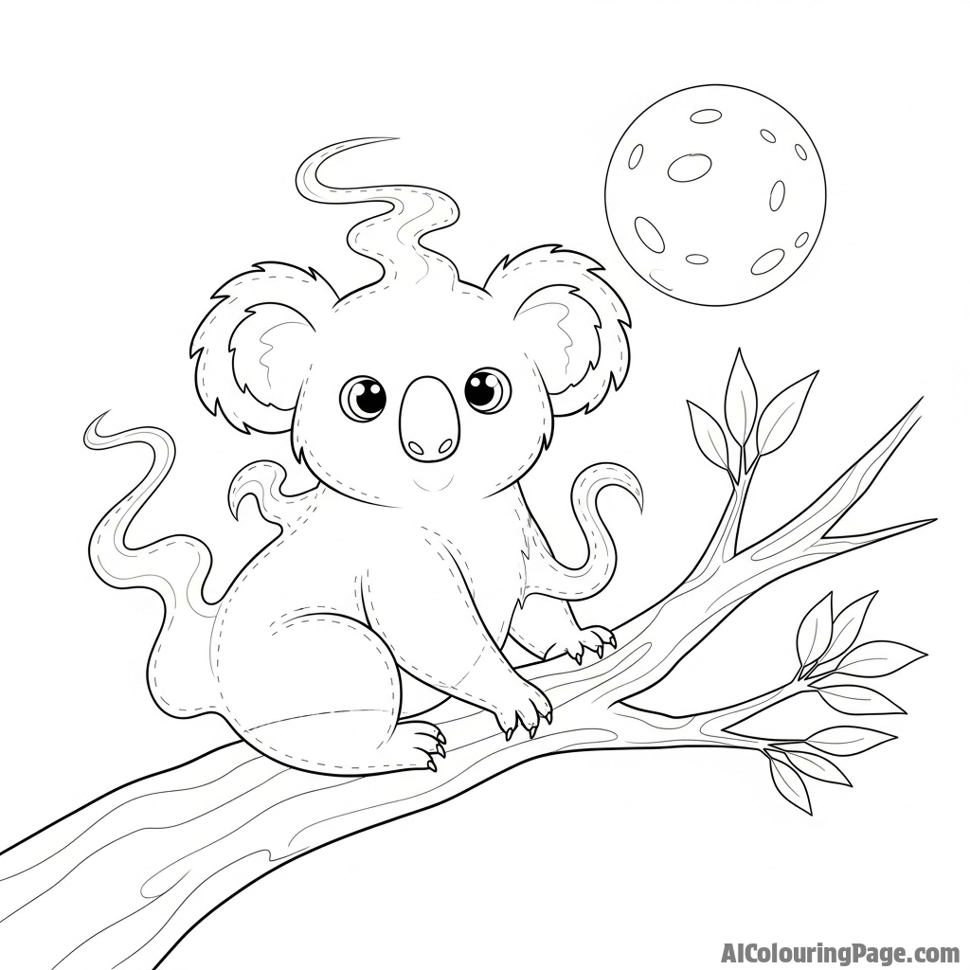 A ghostly, translucent spirit koala sitting on a moonlit branch.