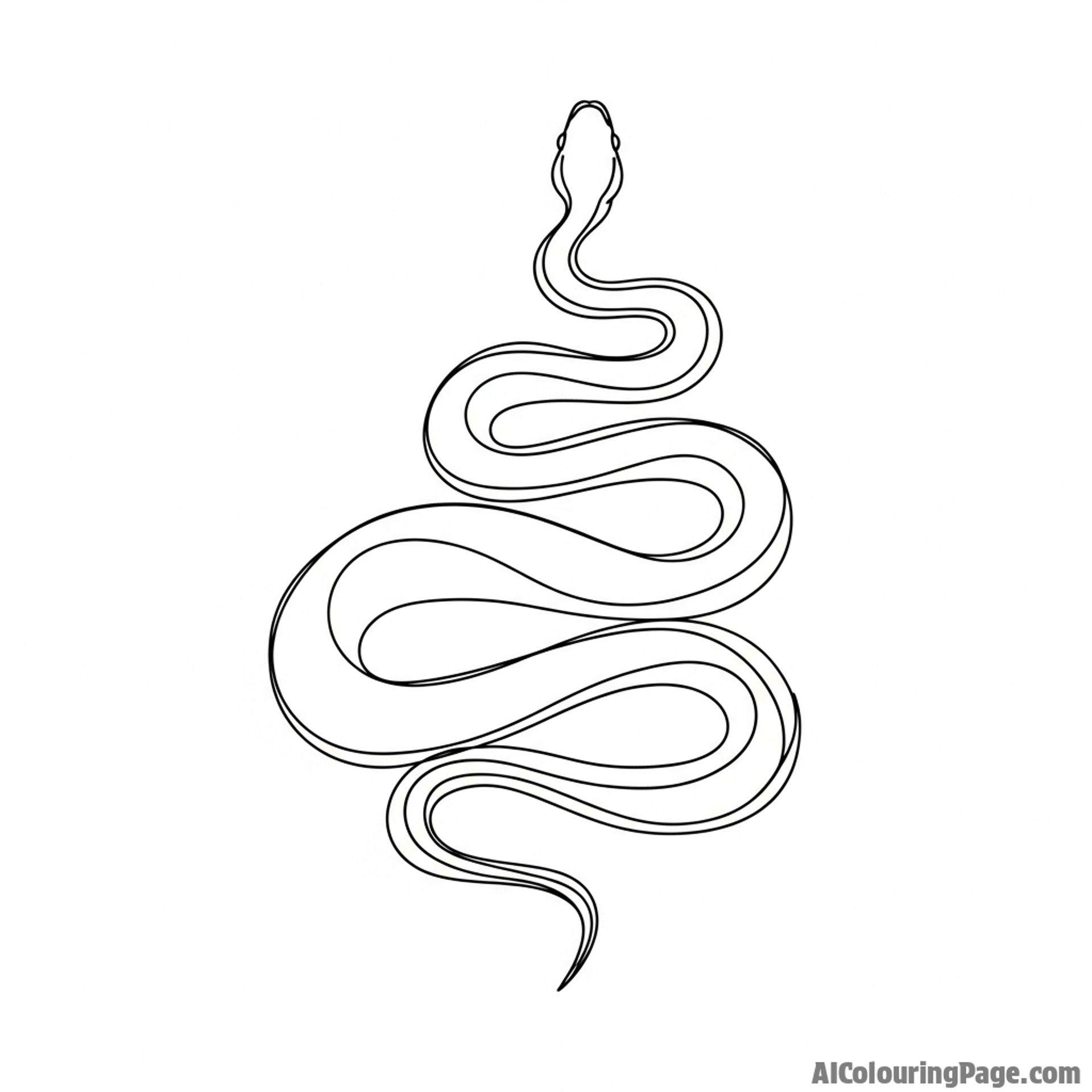 A minimalist line drawing of a snake, created with a single, unbroken, flowing stroke.