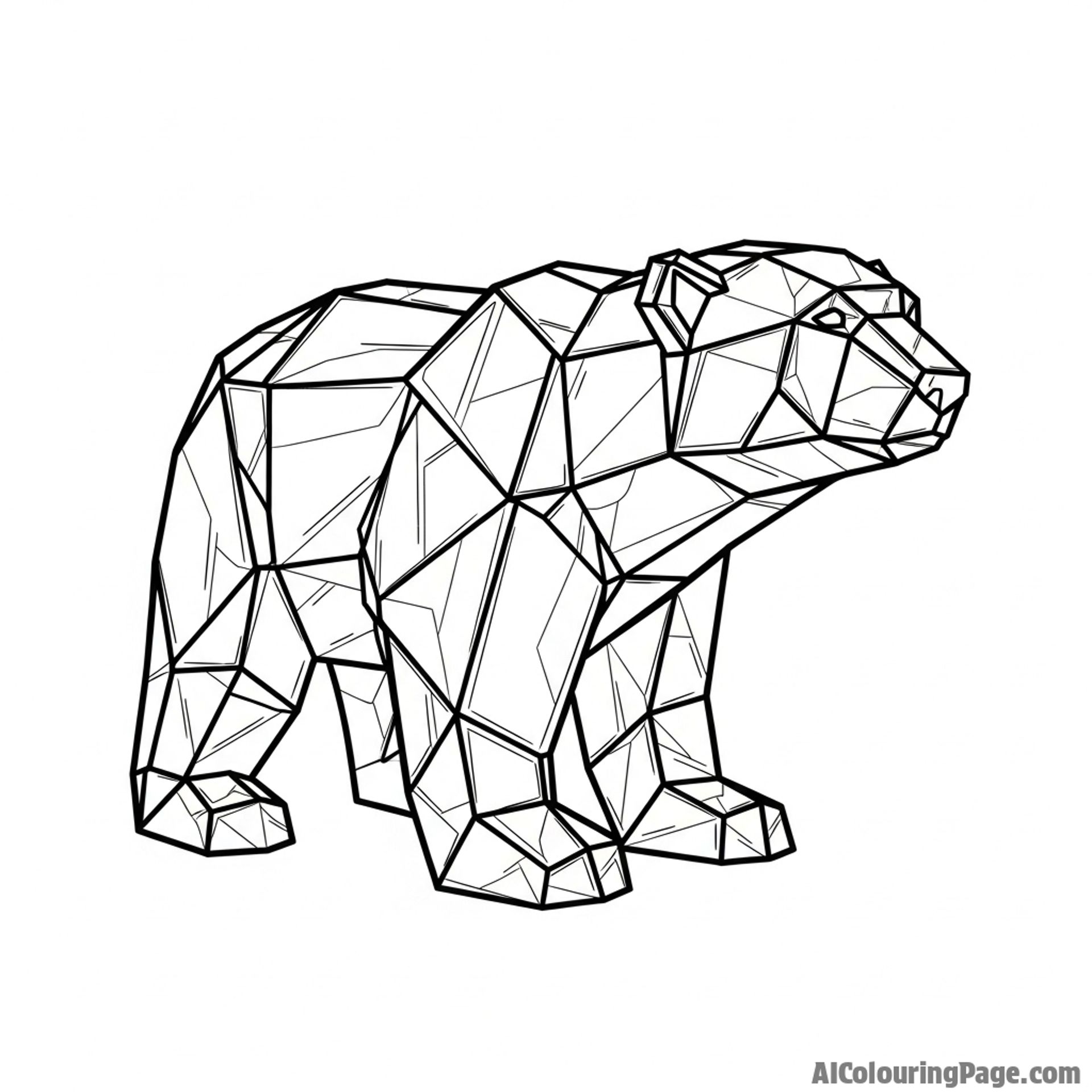 An abstract sculpture of a polar bear made from jagged, crystalline shards.