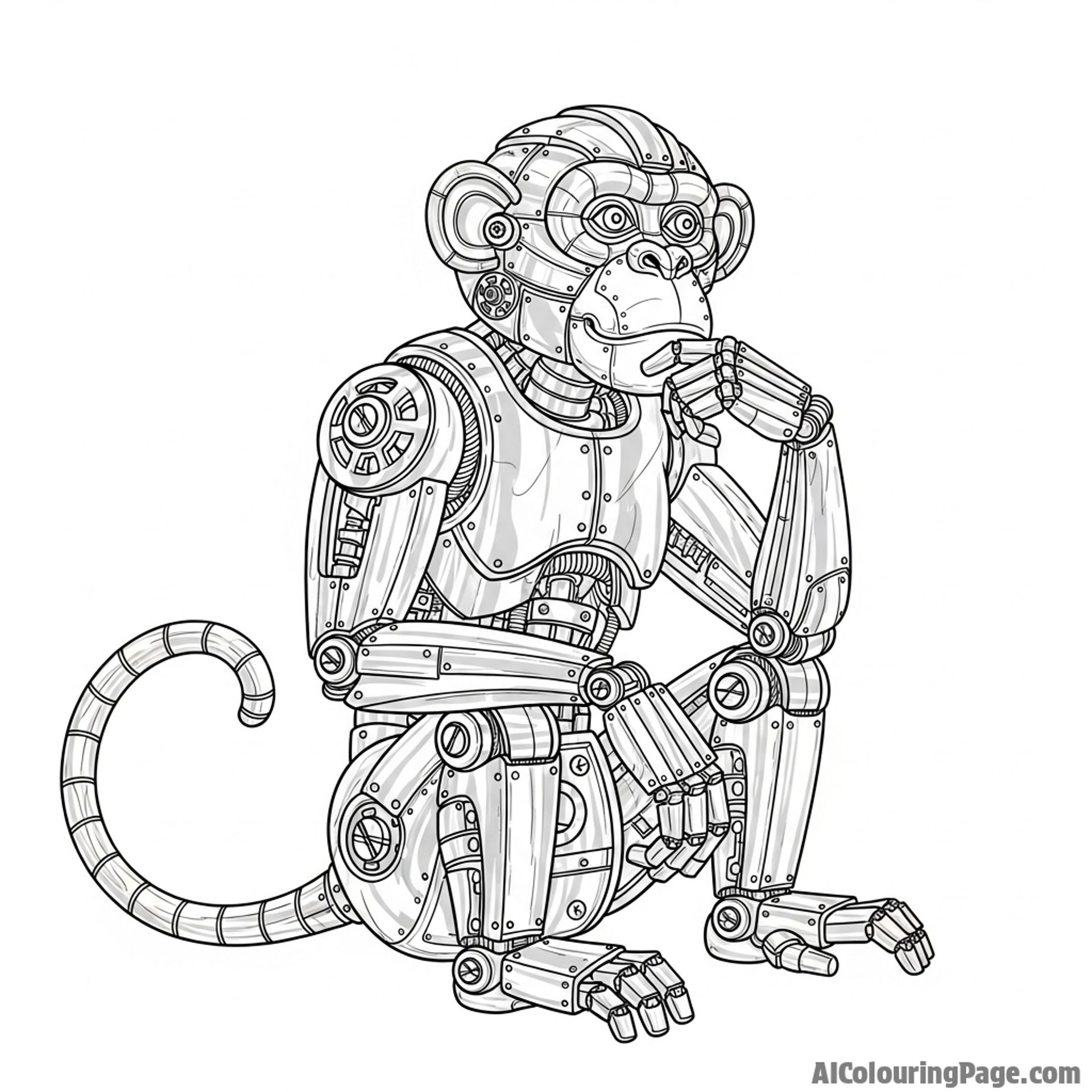 An intricate mechanical monkey made of gears and polished metal.