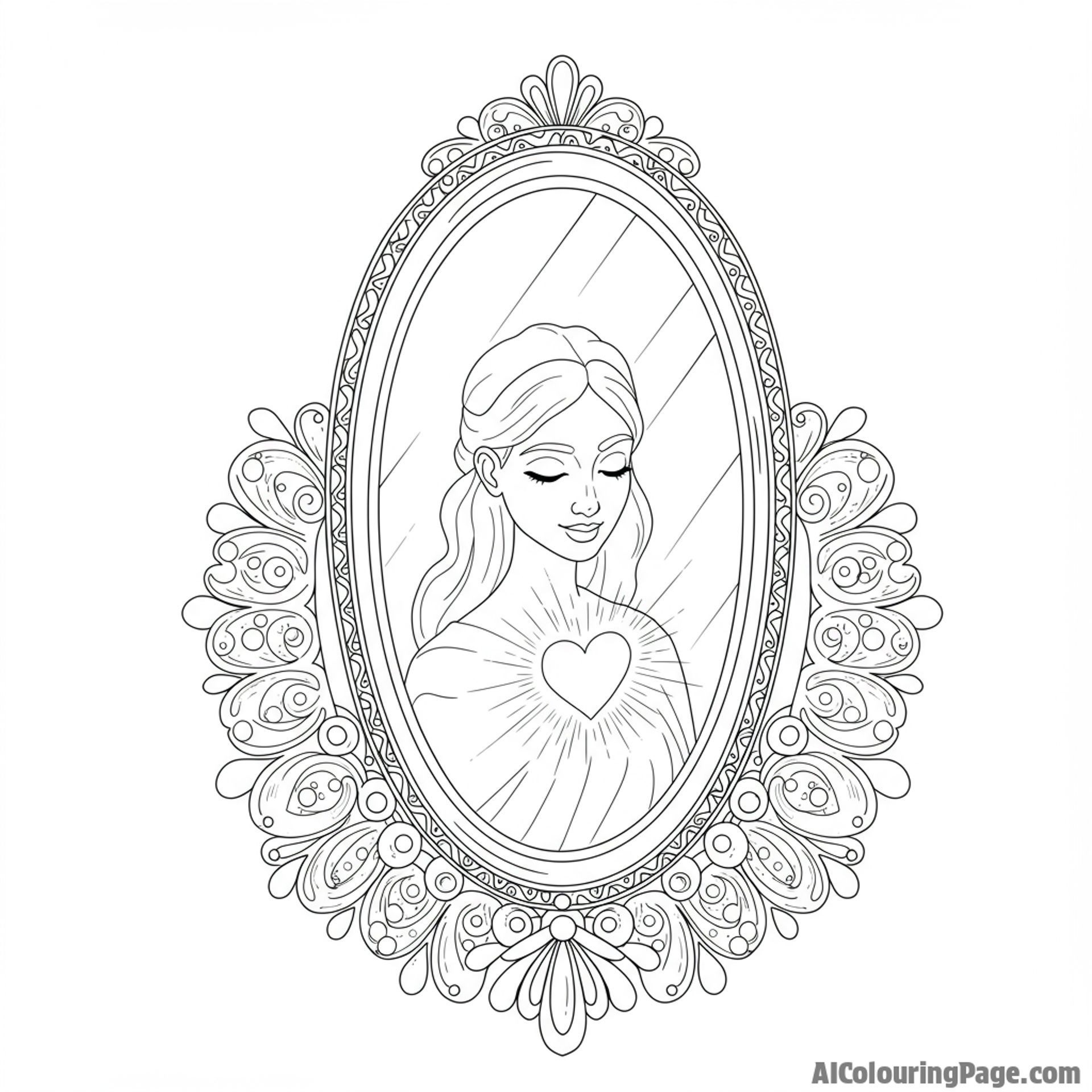 A mirror reflecting a person's heart, glowing softly.